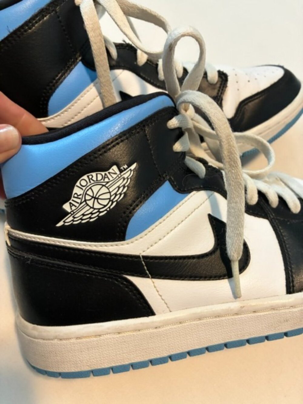 Air Jordan 1 Mid Black Royal Blue White All Leather - Size 10 - Like New!